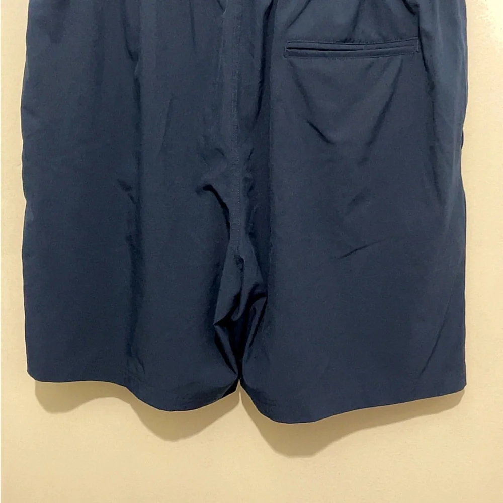 Men's Athletic Navy Shorts with Leaf Logo - Picture 2 of 3